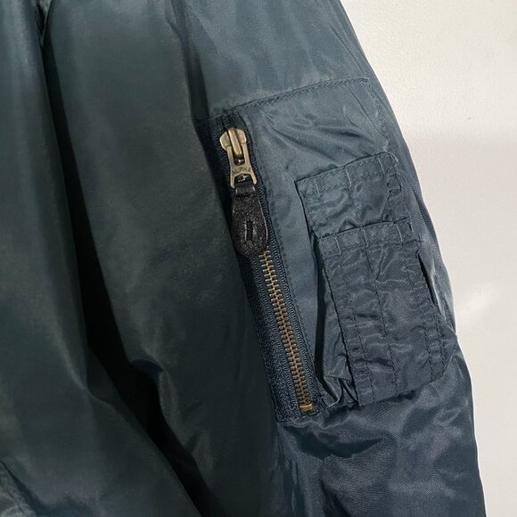 Vintage Flyer's Man Intermediate MA-1 Reversible Bomber Jacket Navy men's size M - Picture 4 of 6